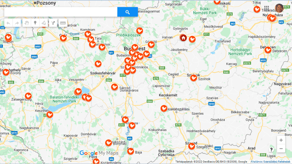 Borbála Kerámia boltok térképe Magyarországon.